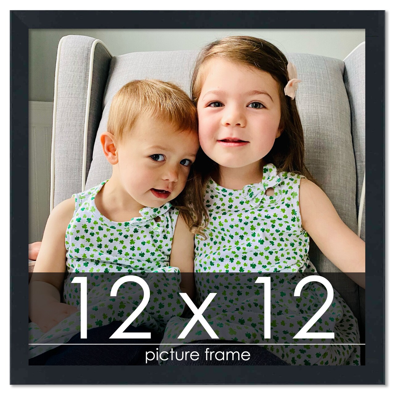 Square Slim Profile Black Picture Frame - UV Acrylic, Foam Board Backing, Hanging Hardware